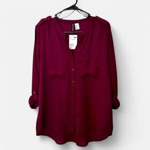 Burgundy Chiffon Blouse *NWT*